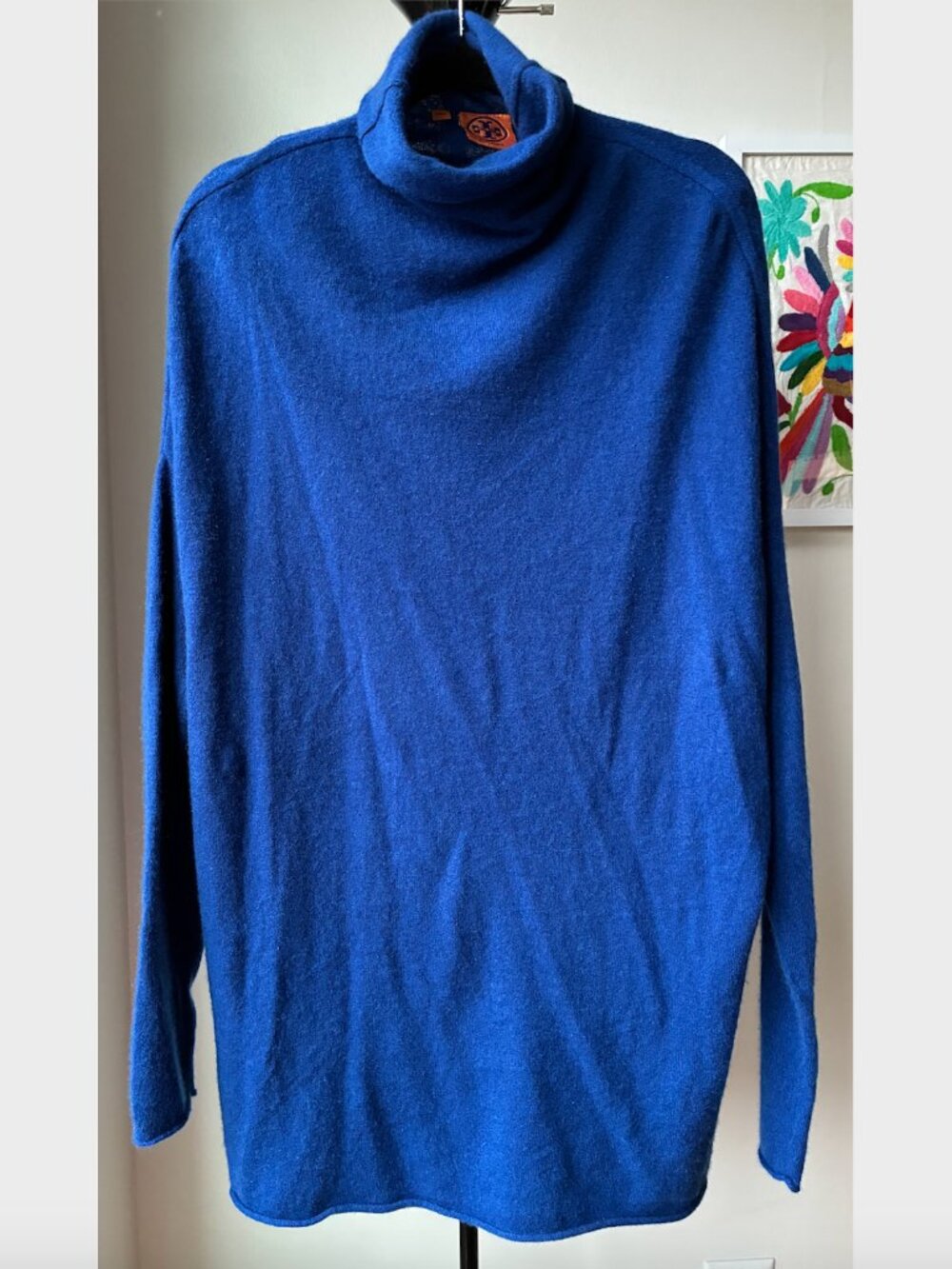 Tory Burch Cashmere Royal Blue Oversized Turtleneck Sweater - Size M